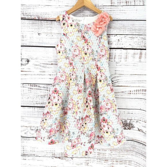 Pippa & Julie floral wedding Party Midi Flare Sleeveless dress Girl 8 Blue - Picture 1 of 3